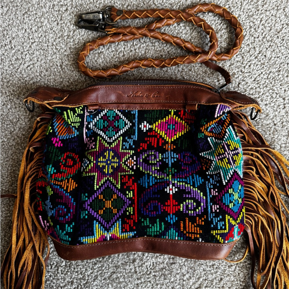 Colorful Patterned Fringe Bag